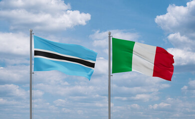 Italy and Botswana flags, country relationship concept
