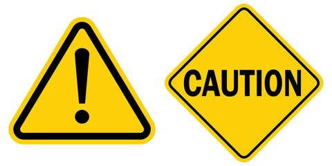 Hazard sign set, caution icon warning yellow sign. vector illustration. 