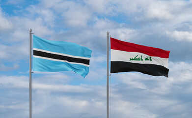Iraq and Botswana flags, country relationship concept