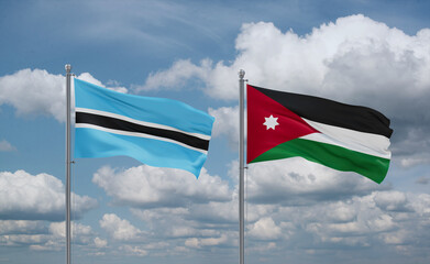 Jordan and Botswana flags, country relationship concept