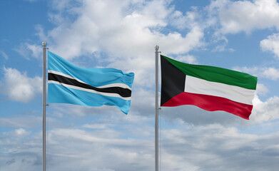Kuwait and Botswana flags, country relationship concept