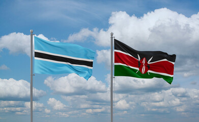 Kenya and Botswana flags, country relationship concept