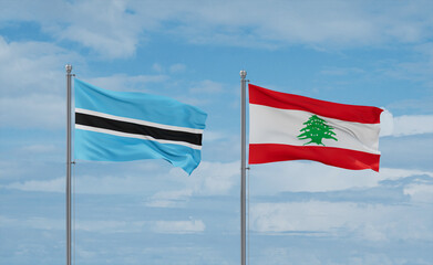 Lebanon and Botswana flags, country relationship concept