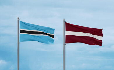 Latvia and Botswana flags, country relationship concept