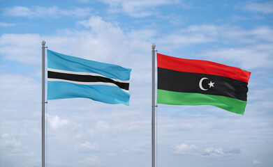 Libya and Botswana flags, country relationship concept