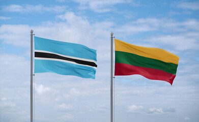 Lithuania and Botswana flags, country relationship concept