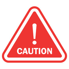 caution icon warning, exclamation with mark white on red triangle sign. vector illustration. 