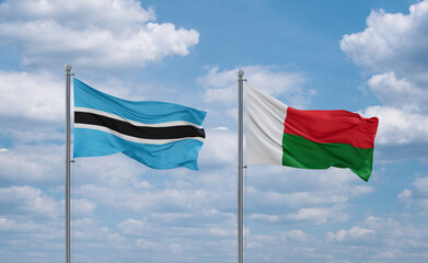 Madagascar and Botswana flags, country relationship concept