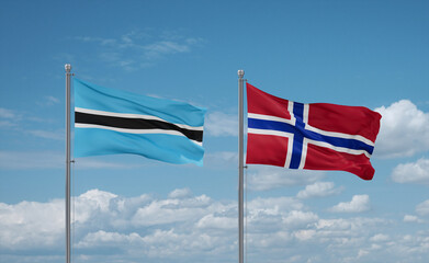 Norway and Botswana flags, country relationship concept