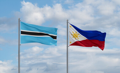 Philippines and Botswana flags, country relationship concept