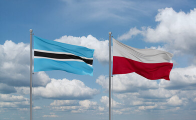 Poland and Botswana flags, country relationship concept