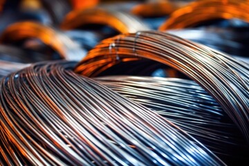 detail shot of steel wires used in tire production - obrazy, fototapety, plakaty