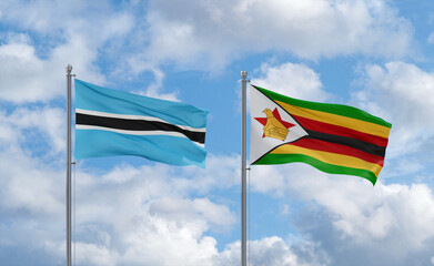 Zimbabwe and Botswana flags, country relationship concept