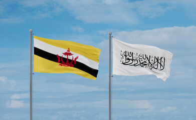 Brunei and Afghanistan national flags, country relationship concept