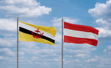 Austria and Brunei flags, country relationship concept