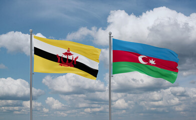 Azerbaijan and Brunei flags, country relationship concept