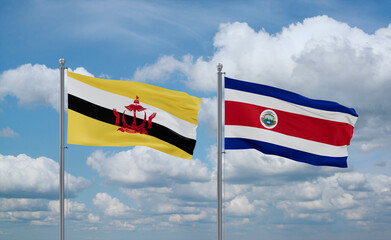 Costa Rico and Brunei flags, country relationship concept