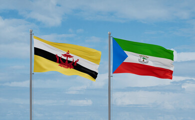 Equatorial Guinea and Brunei flags, country relationship concept