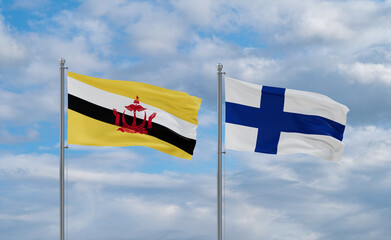 Finland and Brunei flags, country relationship concept