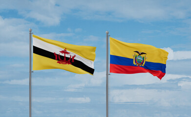 Ecuador and Brunei flags, country relationship concept