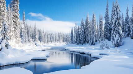 Fototapeta na wymiar A pristine, snowy wilderness in the heart of winter