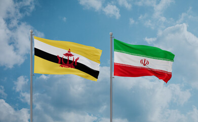 Iran and Brunei flags, country relationship concept