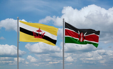 Kenya and Brunei flags, country relationship concept