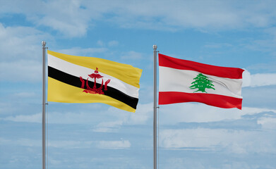 Lebanon and Brunei flags, country relationship concept