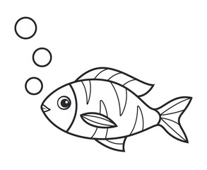 A fish icon. Simple design outline style. design for coloring book and coloring page. vector illustrations. 