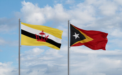 East Timor and Brunei flags, country relationship concept