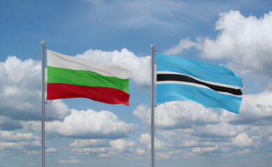 Botswana and Bulgaria flags, country relationship concept