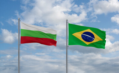 Bulgaria and Brazil flags, country relationship concept