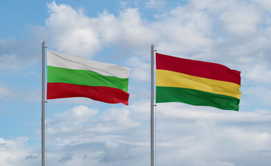 Bolivia and Bulgaria flags, country relationship concept