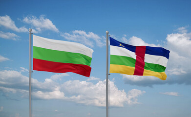 Central African Republic and Bulgaria flags, country relationship concept