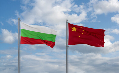 China and Bulgaria flags, country relationship concept
