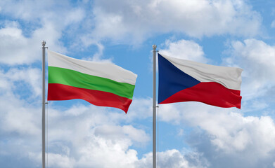 Czech Republic and Bulgaria flags, country relationship concept