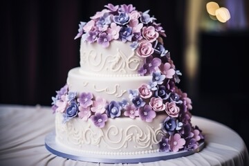Obraz na płótnie Canvas a beautiful wedding cake with decorative icing