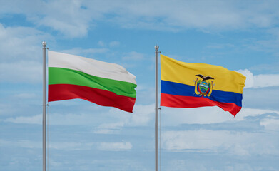 Ecuador and Bulgaria flags, country relationship concept