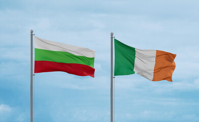 Ireland and Bulgaria flags, country relationship concept