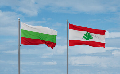 Lebanon and Bulgaria flags, country relationship concept