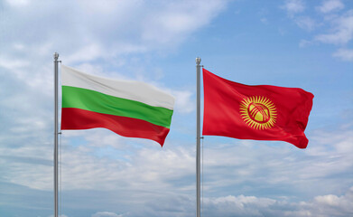 Kyrgyzstan and Bulgaria flags, country relationship concept