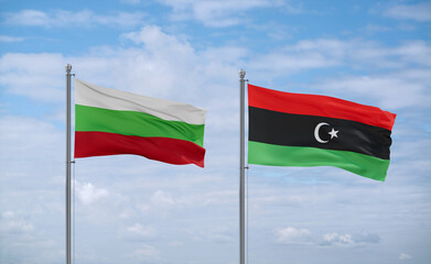 Libya and Bulgaria flags, country relationship concept