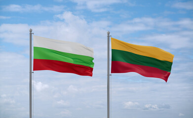 Lithuania and Bulgaria flags, country relationship concept
