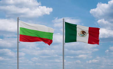 Mexico and Bulgaria flags, country relationship concept