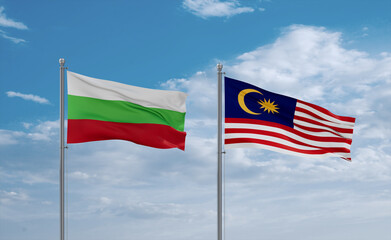 Malaysia and Bulgaria flags, country relationship concept