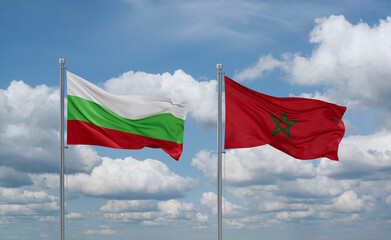 Morocco and Bulgaria flags, country relationship concept