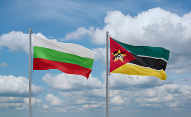 Mozambique and Bulgaria flags, country relationship concept