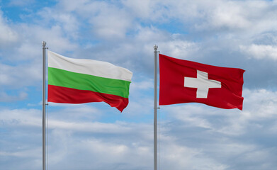 Switzerland and Bulgaria flags, country relationship concept