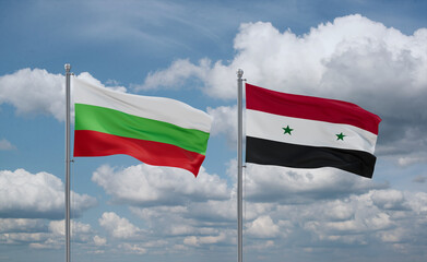 Syrian and Bulgaria flags, country relationship concept