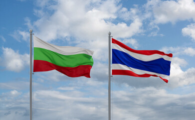 Thailand and Bulgaria flags, country relationship concept